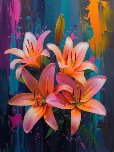 5D Diamond Painting Blume, Lilie Diamond Painting Erwachsene Anfänger, DIY Full Diamont Crystal Art Basteln Erwachsene Kreuzstich Stickerei Kunst Malerei für Wand Deko Asthetik 100 x 135 cm -yxy2506O0 von YXYBBBDOU