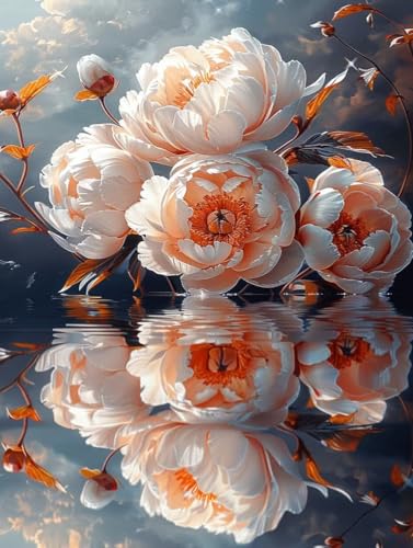 5D Diamond Painting Blume, Pfingstrose Diamond Painting Erwachsene Anfänger, DIY Full Diamont Crystal Art Basteln Erwachsene Kreuzstich Stickerei Kunst Malerei für Wand Deko (20 * 30cm) -yxy25060H von YXYBBBDOU