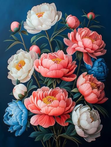 5D Diamond Painting Blume, Pfingstrose Diamond Painting Erwachsene Anfänger, DIY Full Diamont Crystal Art Basteln Erwachsene Kreuzstich Stickerei Kunst Malerei für Wand Deko 25 x 35 cm -yxy25068C von YXYBBBDOU