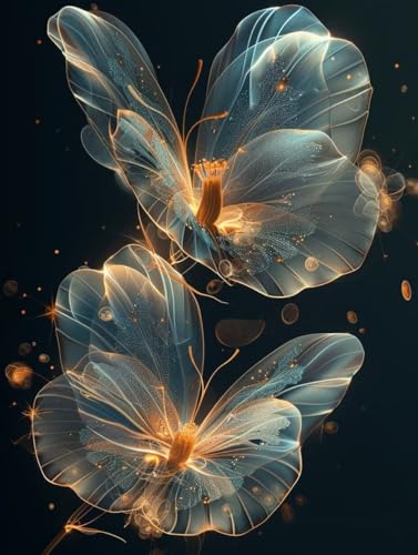 5D Diamond Painting Blume, Schmetterling Diamond Painting Erwachsene Anfänger, DIY Full Diamont Crystal Art Basteln Erwachsene Kreuzstich Stickerei Kunst Malerei für Wand Deko (60 * 80cm) -yxy250611 von YXYBBBDOU