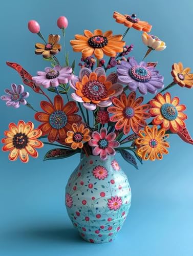 5D Diamond Painting Blume, Vase Diamond Painting Erwachsene Anfänger, DIY Full Diamont Crystal Art Basteln Erwachsene Kreuzstich Stickerei Kunst Malerei für Wand Deko Asthetik (50 * 70cm) -yxy2506IP von YXYBBBDOU