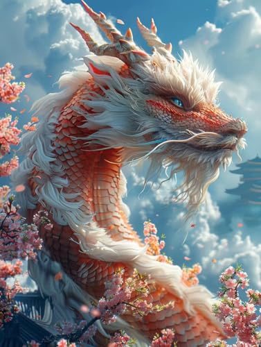 5D Diamond Painting Drachen, Landschaft Diamond Painting Erwachsene Anfänger, DIY Full Diamont Crystal Art Basteln Erwachsene Kreuzstich Stickerei Kunst Malerei für Wand Deko (50 * 70cm) -yxy25068U von YXYBBBDOU