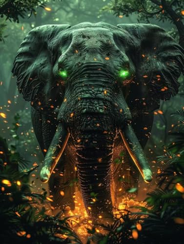 5D Diamond Painting Elefant, Wald Diamond Painting Erwachsene Anfänger, DIY Full Diamont Crystal Art Basteln Erwachsene Kreuzstich Stickerei Kunst Malerei für Wand Deko Asthetik 90 x 120 cm -yxy2506LP von YXYBBBDOU
