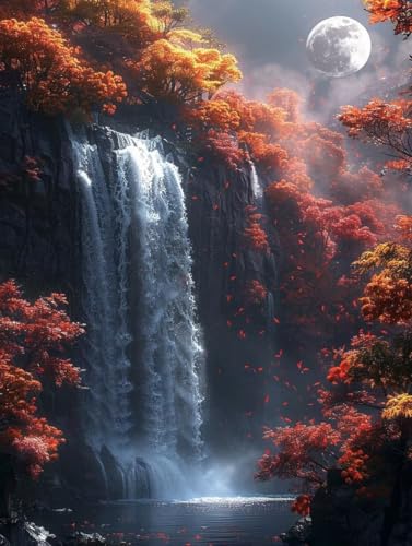 5D Diamond Painting Fallen, Landschaft Diamond Painting Erwachsene Anfänger, DIY Full Diamont Crystal Art Basteln Erwachsene Kreuzstich Stickerei Kunst Malerei für Wand Deko (50 * 70cm) -yxy2506KA von YXYBBBDOU