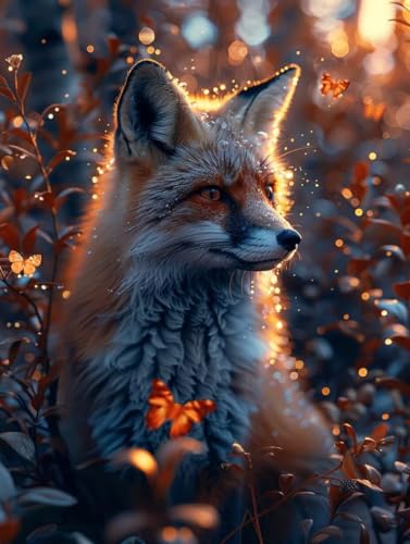 5D Diamond Painting Fuchs, Tier Diamond Painting Erwachsene Anfänger, DIY Full Diamont Crystal Art Basteln Erwachsene Kreuzstich Stickerei Kunst Malerei für Wand Deko Asthetik (50 * 70cm) -yxy250628 von YXYBBBDOU