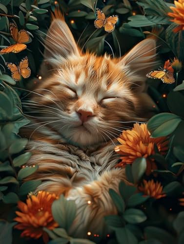 5D Diamond Painting Katze, Anlage Diamond Painting Erwachsene Anfänger, DIY Full Diamont Crystal Art Basteln Erwachsene Kreuzstich Stickerei Kunst Malerei für Wand Deko Asthetik 70 x 95 cm -yxy2506IH von YXYBBBDOU