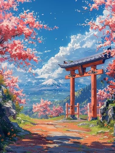 5D Diamond Painting KirschblüTen, Landschaft Diamond Painting Erwachsene Anfänger, Full Diamont Crystal Art Basteln Erwachsene Kreuzstich Stickerei Kunst Malerei für Wand Deko (70 * 95cm) -yxy2506G8 von YXYBBBDOU