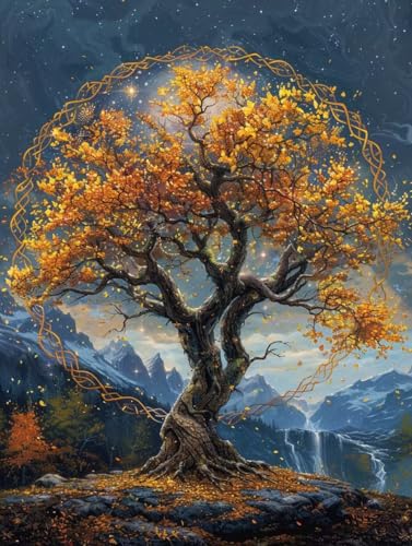 5D Diamond Painting Landschaft, Baum Diamond Painting Erwachsene Anfänger, DIY Full Diamont Crystal Art Basteln Erwachsene Kreuzstich Stickerei Kunst Malerei für Wand Deko (30 * 40cm) -yxy25068X von YXYBBBDOU