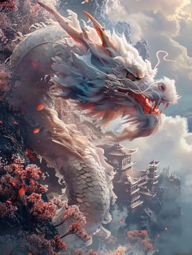 5D Diamond Painting Landschaft, Drachen Diamond Painting Erwachsene Anfänger, DIY Full Diamont Crystal Art Basteln Erwachsene Kreuzstich Stickerei Kunst Malerei für Wand Deko (80 * 110cm) -yxy25065C von YXYBBBDOU