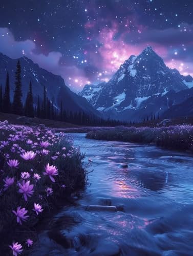 5D Diamond Painting Landschaft, Sternenhimmel Diamond Painting Erwachsene Anfänger, Full Diamont Crystal Art Basteln Erwachsene Kreuzstich Stickerei Kunst Malerei für Wand Deko 100 x 135 cm -yxy250602 von YXYBBBDOU