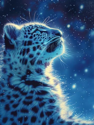 5D Diamond Painting Leopard, Schnee Diamond Painting Erwachsene Anfänger, DIY Full Diamont Crystal Art Basteln Erwachsene Kreuzstich Stickerei Kunst Malerei für Wand Deko (40 * 55cm) -yxy2506LC von YXYBBBDOU