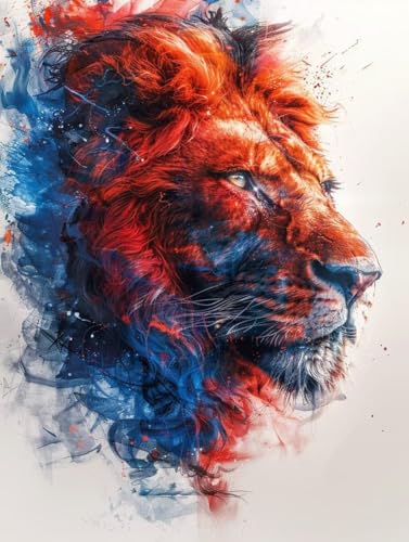 5D Diamond Painting LöWe, Tier Diamond Painting Erwachsene Anfänger, DIY Full Diamont Crystal Art Basteln Erwachsene Kreuzstich Stickerei Kunst Malerei für Wand Deko Asthetik (70 * 95cm) -yxy25062C von YXYBBBDOU