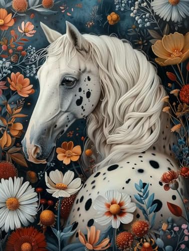 5D Diamond Painting Pferd, Tier Diamond Painting Erwachsene Anfänger, DIY Full Diamont Crystal Art Basteln Erwachsene Kreuzstich Stickerei Kunst Malerei für Wand Deko Asthetik (80 * 110cm) -yxy25065K von YXYBBBDOU