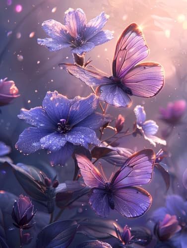 5D Diamond Painting Schmetterling, Blume Diamond Painting Erwachsene Anfänger, DIY Full Diamont Crystal Art Basteln Erwachsene Kreuzstich Stickerei Kunst Malerei für Wand Deko (40 * 55cm) -yxy25061D von YXYBBBDOU