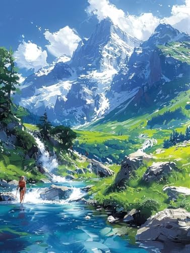 5D Diamond Painting Schneeberg, Landschaft Diamond Painting Erwachsene Anfänger, DIY Full Diamont Crystal Art Basteln Erwachsene Kreuzstich Stickerei Kunst Malerei für Wand Deko (60 * 80cm) -yxy250655 von YXYBBBDOU