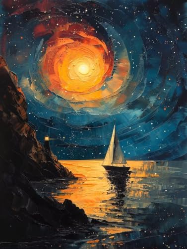 5D Diamond Painting Sternenhimmel, Ozean Diamond Painting Erwachsene Anfänger, DIY Full Diamont Crystal Art Basteln Erwachsene Kreuzstich Stickerei Kunst Malerei für Wand Deko (100 * 135cm) -yxy25066R von YXYBBBDOU