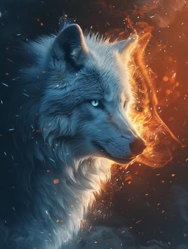 5D Diamond Painting Wolf, Tier Diamond Painting Erwachsene Anfänger, DIY Full Diamont Crystal Art Basteln Erwachsene Kreuzstich Stickerei Kunst Malerei für Wand Deko Asthetik (30 * 40cm) -yxy25066J von YXYBBBDOU