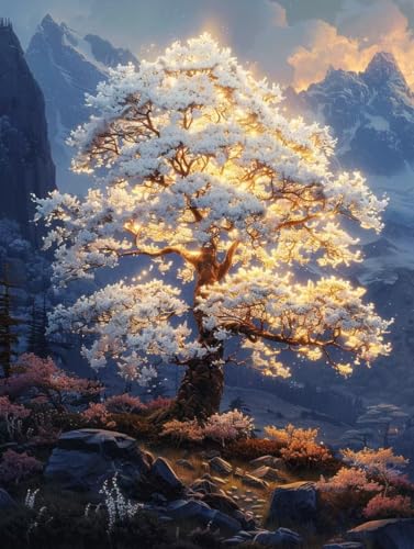 Diamond Painting Baum Des Lebens, Landschaft Diamond Painting Erwachsene Anfänger, Full Diamont Crystal Art Basteln Erwachsene Kreuzstich Stickerei Kunst Malerei für Wand Deko 90 x 120 cm -yxy250640 von YXYBBBDOU