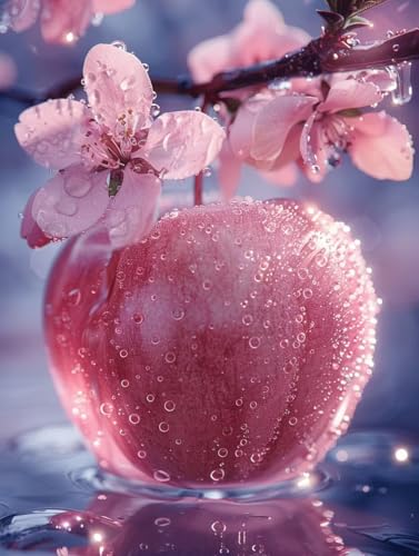 Diamond Painting Erwachsene, Apfel Diamant Painting Bilder Blume Muster Design, DIY 5D Full Diamant Crystal Art, Mosaik Bastelset Erwachsene für Deko Wohnzimmer, Geschenke (90x120cm) -yxy25069T von YXYBBBDOU