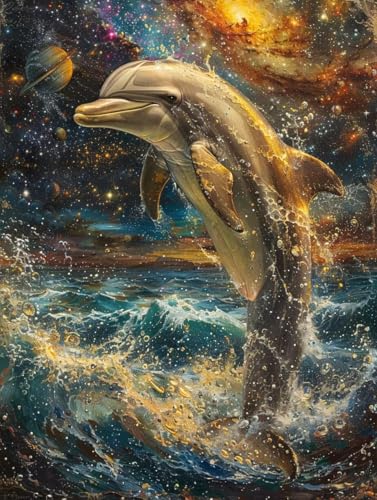 Diamond Painting Erwachsene, Delphin Diamant Painting Bilder Kunst Muster Design, DIY 5D Full Diamant Crystal Art, Mosaik Bastelset Erwachsene für Deko Wohnzimmer, Geschenke (80x110cm) -yxy2506IK von YXYBBBDOU