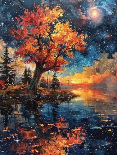 Diamond Painting Erwachsene, Herbst Diamant Painting Bilder Sternenhimmel Muster Design, DIY 5D Full Diamant Crystal Art, Mosaik Bastelset Erwachsene für Deko Wohnzimmer (90x120cm) -yxy25065F4BB von YXYBBBDOU