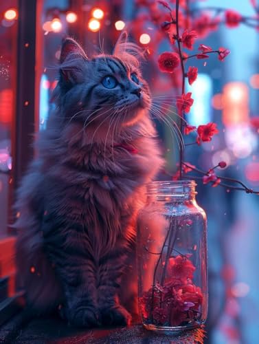 Diamond Painting Erwachsene, Katze Diamant Painting Bilder Tier Muster Design, DIY 5D Full Diamant Crystal Art, Mosaik Bastelset Erwachsene für Deko Wohnzimmer, Geschenke (40x55cm) -yxy250662RS6 von YXYBBBDOU