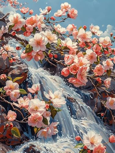 Diamond Painting Erwachsene, KirschblüTen Diamant Painting Bilder Fallen Muster Design, DIY 5D Full Diamant Crystal Art, Mosaik Bastelset Erwachsene für Deko Wohnzimmer (100x135cm) -yxy25066O8P6 von YXYBBBDOU