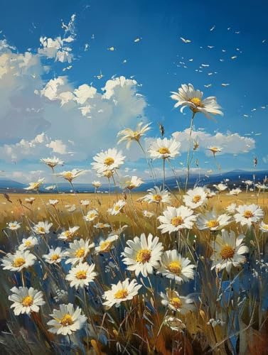Diamond Painting Erwachsene, Landschaft Diamant Painting Bilder Chrysantheme Muster Design, DIY 5D Full Diamant Crystal Art, Mosaik Bastelset Erwachsene für Deko Wohnzimmer 90x120cm -yxy25063OVK0 von YXYBBBDOU