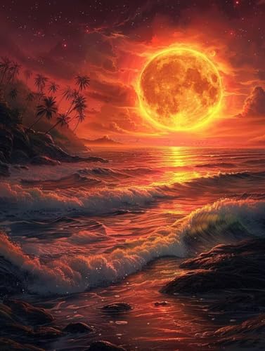 Diamond Painting Erwachsene, Sonnenuntergang Diamant Painting Bilder Landschaft Muster Design, DIY 5D Full Diamant Crystal Art, Mosaik Bastelset Erwachsene für Deko Wohnzimmer (90x120cm) -yxy2506A4 von YXYBBBDOU
