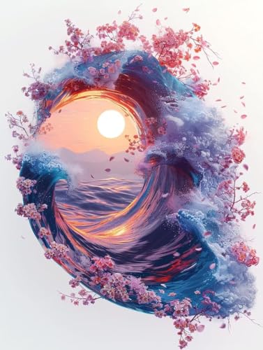 Diamond Painting Erwachsene, Sonnenuntergang Diamant Painting Bilder Ozean Muster Design, DIY 5D Full Diamant Crystal Art, Mosaik Bastelset Erwachsene für Deko Wohnzimmer (25x35cm) -yxy25066949W von YXYBBBDOU