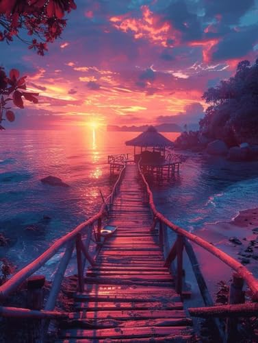 Diamond Painting Erwachsene, Sonnenuntergang Diamant Painting Bilder Ozean Muster Design, DIY 5D Full Diamant Crystal Art, Mosaik Bastelset Erwachsene für Deko Wohnzimmer 90x120cm -yxy25060ZWUH von YXYBBBDOU