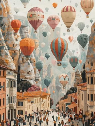 Diamond Painting Erwachsene, Stadt Diamant Painting Bilder HeißLuftballon Muster Design, DIY 5D Full Diamant Crystal Art, Mosaik Bastelset Erwachsene für Deko Wohnzimmer, Geschenke 20x30cm -yxy250621 von YXYBBBDOU