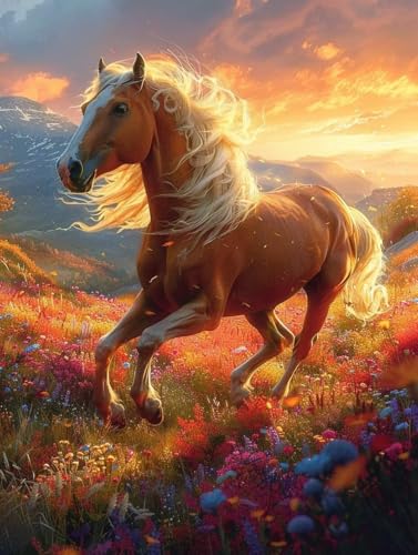 Diamond Painting Erwachsene, Tier Diamant Painting Bilder Sonnenuntergang Muster Design, DIY 5D Full Diamant Crystal Art, Mosaik Bastelset Erwachsene für Deko Wohnzimmer (40x55cm) -yxy2506SHDL3 von YXYBBBDOU