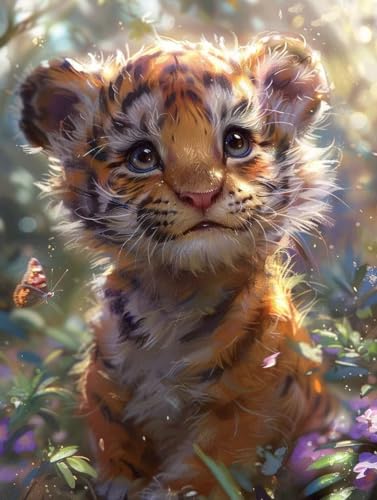 Diamond Painting Erwachsene, Tiger Diamant Painting Bilder Schmetterling Muster Design, DIY 5D Full Diamant Crystal Art, Mosaik Bastelset Erwachsene für Deko Wohnzimmer (90x120cm) -yxy25060WL16 von YXYBBBDOU