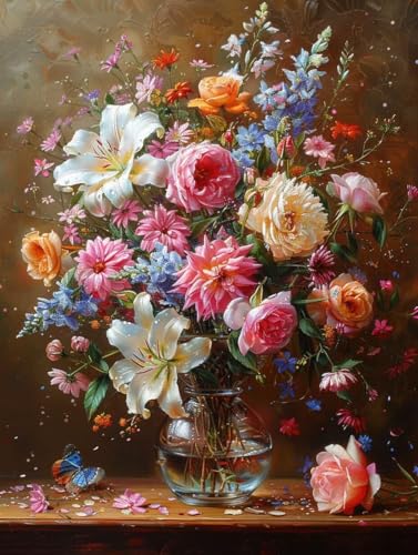 Diamond Painting Erwachsene, Vase Diamant Painting Bilder Blume Muster Design, DIY 5D Full Diamant Crystal Art, Mosaik Bastelset Erwachsene für Deko Wohnzimmer, Geschenke (20x30cm) -yxy2506S7C70 von YXYBBBDOU