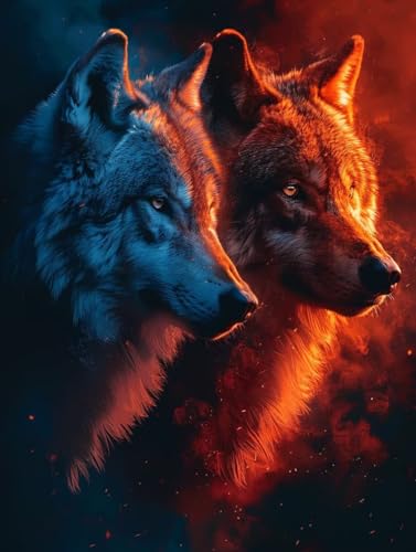 Diamond Painting Erwachsene, Wolf Diamant Painting Bilder Tier Muster Design, DIY 5D Full Diamant Crystal Art, Mosaik Bastelset Erwachsene für Deko Wohnzimmer, Geschenke (40x55cm) -yxy2506E4SWI von YXYBBBDOU