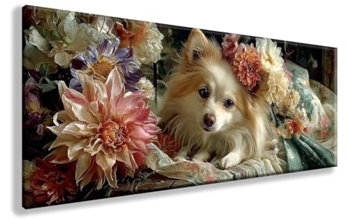 Diamond Painting Erwachsene Hund Diamond Art Tiere Diamant Painting Bilder Erwachsene DIY Mosaik Crystal Art Malerei Anfänger Bastelset für Zimmer Wanddeko, Geschenke für Frauen, 40X80cm, Model 873 von YXYBBBDOU