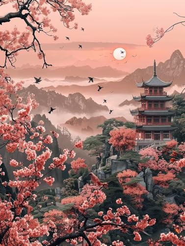 Diamond Painting Sonnenuntergang, Landschaft Diamond Painting Erwachsene Anfänger, Full Diamont Crystal Art Basteln Erwachsene Kreuzstich Stickerei Kunst Malerei für Wand Deko (35 * 50cm) -yxy2506S7 von YXYBBBDOU