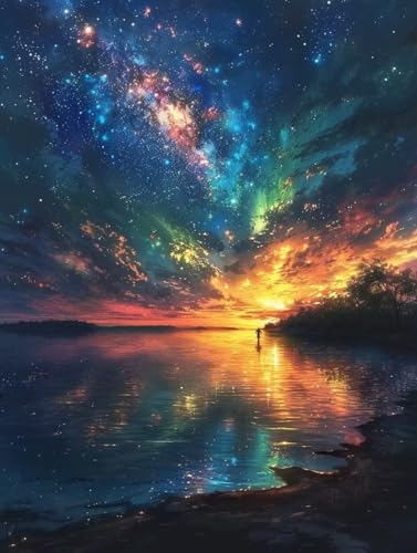 Diamond Painting Sternenhimmel, Landschaft Diamond Painting Erwachsene Anfänger, Full Diamont Crystal Art Basteln Erwachsene Kreuzstich Stickerei Kunst Malerei für Wand Deko (100 * 135cm) -yxy2506LI von YXYBBBDOU
