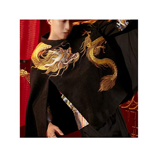 YXYECEIPENO Golden Dragon Bestickter Umhang Herren und Damen Pärchen Jacken und Pullover Doppelseitiges Kleid, Doppelseitiges Drachen und Phoenix Muster 4 Heavy Industrial Stickerei, Exquisite Muster von YXYECEIPENO