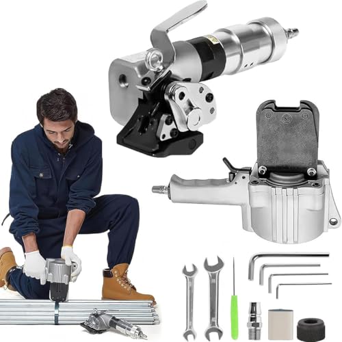 YXYLJOZ Pneumatische Stahlumreifungsmaschine, Hochleistungs-Split-Bandierwerkzeug-Spanner und Cutter-Versiegeler, tragbare Verpackungsmaschine (32mm) von YXYLJOZ