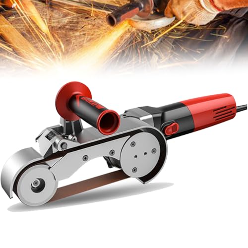 YXYLJOZ Professioneller Rohrbandschleifer, 1100 W mit 6 variablen Geschwindigkeiten und 5 Schleifbändern, ideal zum Polieren, Finishen und Entrosten von Rohren (2Roller) von YXYLJOZ