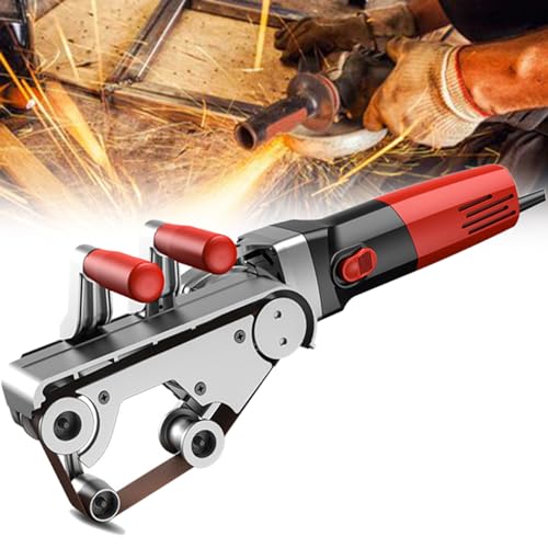 YXYLJOZ Professioneller Rohrbandschleifer, 1100 W mit 6 variablen Geschwindigkeiten und 5 Schleifbändern, ideal zum Polieren, Finishen und Entrosten von Rohren (4Roller) von YXYLJOZ