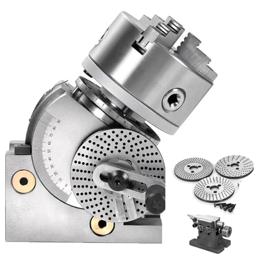 YXZQLOZ 4"/5"/6" Indexierköpfe Fräskit mit 3-Futter und Drehschieber für Fräs-, Schleif- und Bohrmaschinen (4in/100mmchuck) von YXZQLOZ