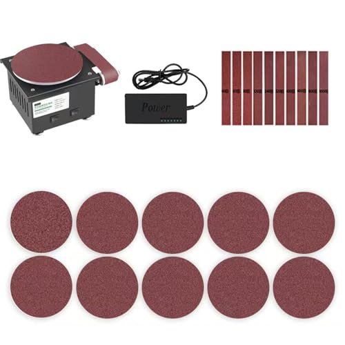 YXZQLOZ Elektrischer Bandschleifer mit Poliersatz, einstellbare Geschwindigkeit, geeignet für die Endbearbeitung von Metall, Holz und Stein (Basic Model) von YXZQLOZ