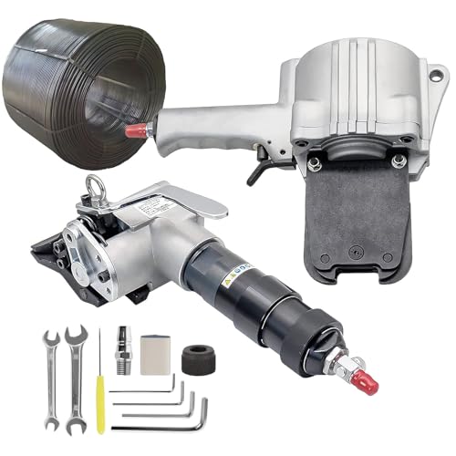 YXZQLOZ Pneumatische Stahlumreifungsmaschine - Metallumreifungsspanner und Cutter Sealer Pneumatisches Umreifungswerkzeug (19mm/0.75in) von YXZQLOZ