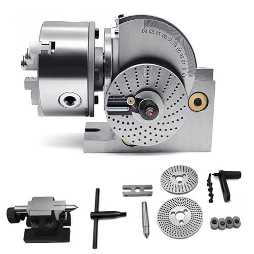 YXZQLOZ Präzision 4/5/6 Zoll Spannfutter Teilkopf Set 3-Backen Semi-Universell Fräs Set mit Reitstock und Teilungsplatten, für Fräs-, Schleif- und Bohrmaschinen (6In) von YXZQLOZ
