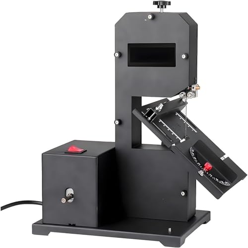 YXZQLOZ Professionelle Tischbandsäge 800W Reiner Kupfermotor 70 mm Nachschnitt-Tiefe Verstärkte Metallbasis 0-45° Fasen-Schnitte für Hartholz, Weichholz von YXZQLOZ
