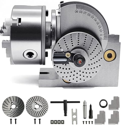 YXZQLOZ Semi-Universelles Teilkopf-Frässatz, 3-Futter-Teilkopf-Satz mit 4 Zoll/5 Zoll/6 Zoll, mit 100/125/160 mm Futter-Drehbank, für präzisen Rundtisch (6in/160mmchuck) von YXZQLOZ