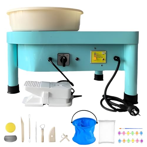 YXZQLOZ Töpferscheibe, Keramikformmaschine, Tonscheibe mit Einstellbarer Geschwindigkeit, Modellierwerkzeug-Zubehör-Kit für Work Art Craft DIY (Green) von YXZQLOZ